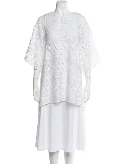Pre-owned Anne Fontaine Lace Pattern Crew Neck Tunic In Neutral