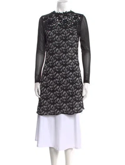 Pre-owned Anne Fontaine Lace Pattern Mini Dress In Black