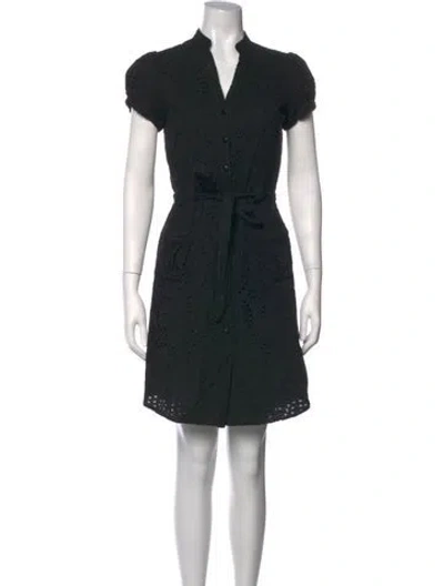 Pre-owned Anne Fontaine Lace Pattern Mini Dress In Black