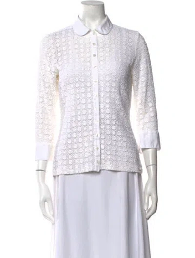 Pre-owned Anne Fontaine Lace Pattern Sweater In White