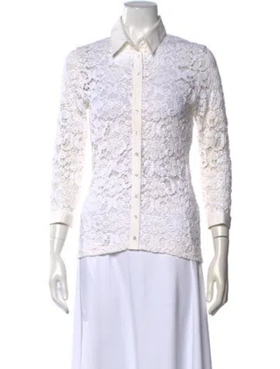 Pre-owned Anne Fontaine Lace Pattern Sweater In White