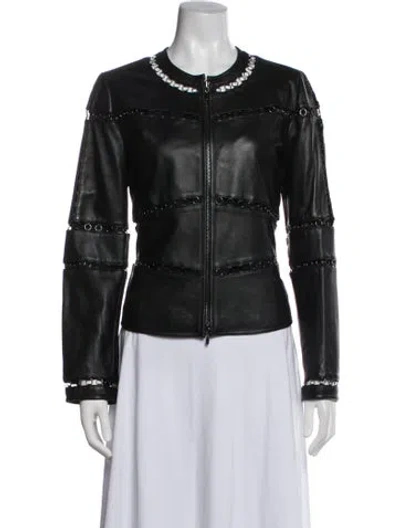 Pre-owned Anne Fontaine Lamb Leather Jacket In Black