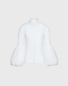 Anne Fontaine Laora Balloon Sleeve Shirt In White