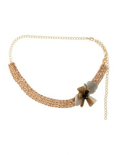 Pre-owned Anne Fontaine Leather Chain-link Belt In Neutrals