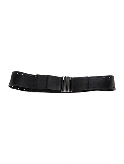 Pre-owned Anne Fontaine Leather Lasercut Accents Waist Belt In Black
