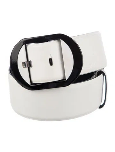 Pre-owned Anne Fontaine Leather Waist Belt In White