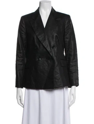 Pre-owned Anne Fontaine Linen Blazer In Black