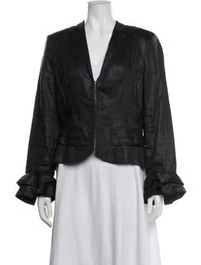 Pre-owned Anne Fontaine Linen Blazer In Black