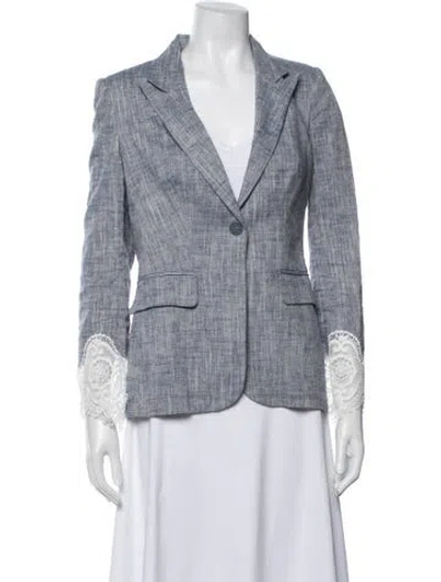 Pre-owned Anne Fontaine Linen Blazer In Blue/white