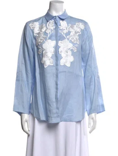Pre-owned Anne Fontaine Linen Floral Print Blouse