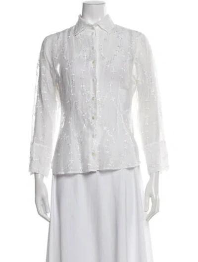 Pre-owned Anne Fontaine Linen Floral Print Blouse In Neutrals