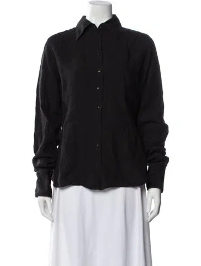 Pre-owned Anne Fontaine Linen Long Sleeve Button-up Top In Multi