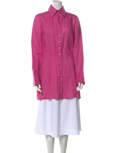 Pre-owned Anne Fontaine Linen Long Sleeve Tunic In Pink