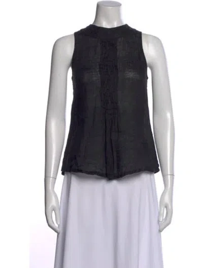 Pre-owned Anne Fontaine Linen Sleeveless Blouse In Black