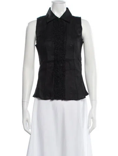 Pre-owned Anne Fontaine Linen Sleeveless Blouse In Gray