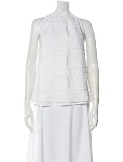 Pre-owned Anne Fontaine Linen Sleeveless Blouse In White