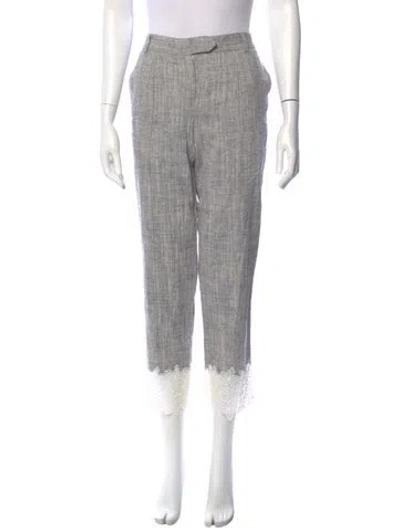Pre-owned Anne Fontaine Linen Straight Leg Pants W/ Tags In Gray