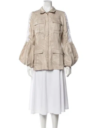 Pre-owned Anne Fontaine Linen Utility Jacket W/ Tags In Neutrals