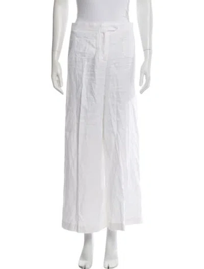 Pre-owned Anne Fontaine Linen Wide Leg Pants In White