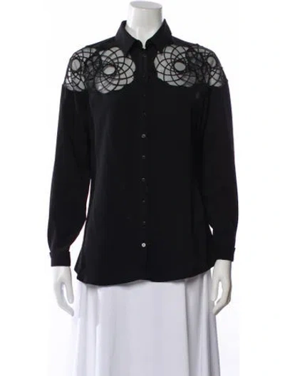 Pre-owned Anne Fontaine Long Sleeve Blouse In Black