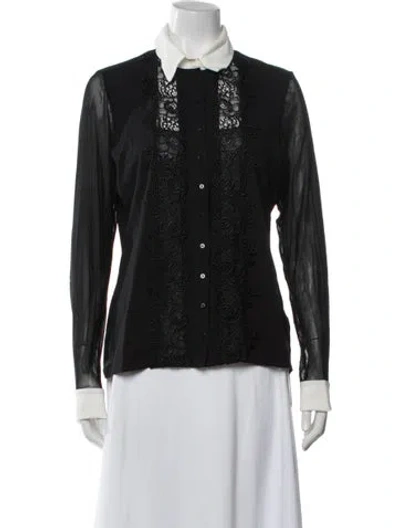 Pre-owned Anne Fontaine Long Sleeve Blouse In Black