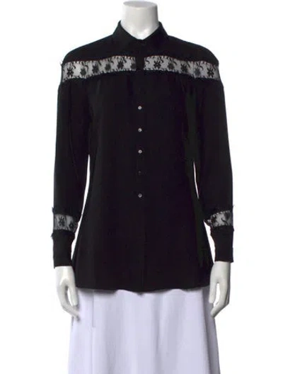Pre-owned Anne Fontaine Long Sleeve Blouse In Black