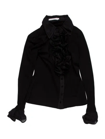 Pre-owned Anne Fontaine Long Sleeve Blouse In Black