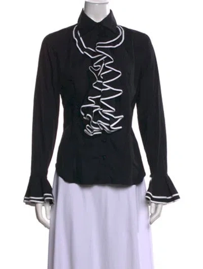 Pre-owned Anne Fontaine Long Sleeve Blouse In Black