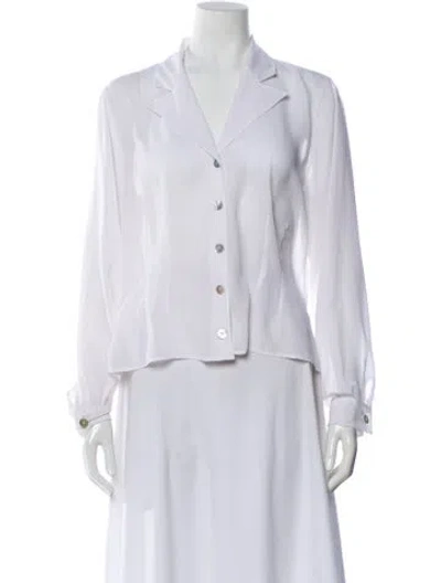 Pre-owned Anne Fontaine Long Sleeve Blouse In White