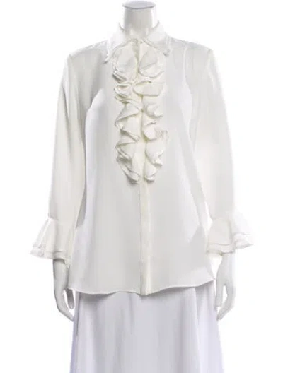 Pre-owned Anne Fontaine Long Sleeve Blouse In White