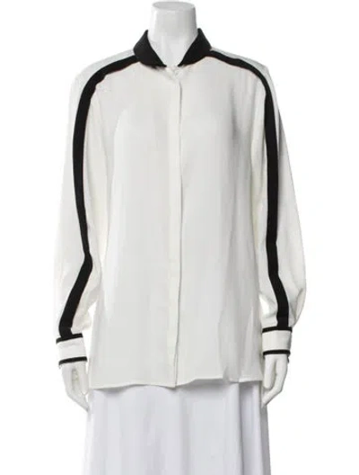 Pre-owned Anne Fontaine Long Sleeve Blouse In White