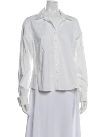 Pre-owned Anne Fontaine Long Sleeve Button-up Top In White