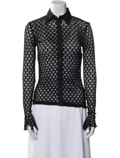 Pre-owned Anne Fontaine Long Sleeve Polo In Black