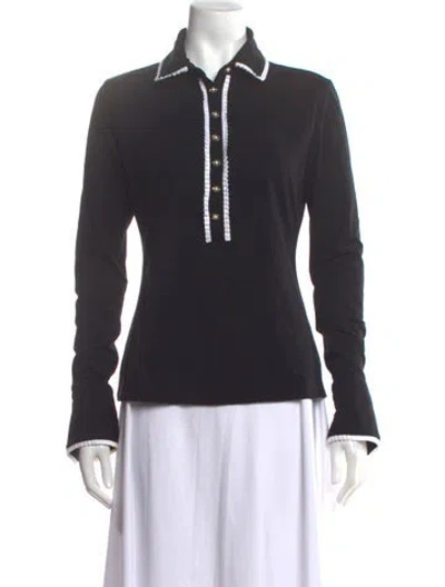 Pre-owned Anne Fontaine Long Sleeve Polo In Gray