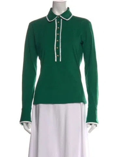 Pre-owned Anne Fontaine Long Sleeve Polo In Green