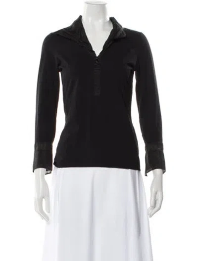 Pre-owned Anne Fontaine Long Sleeve Polo In Grey