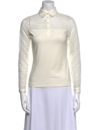 Pre-owned Anne Fontaine Long Sleeve Polo In Neutral