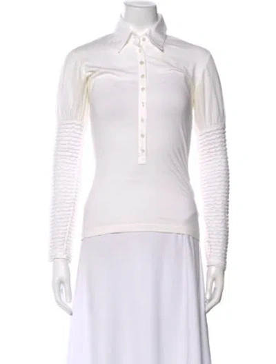 Pre-owned Anne Fontaine Long Sleeve Polo In Neutral