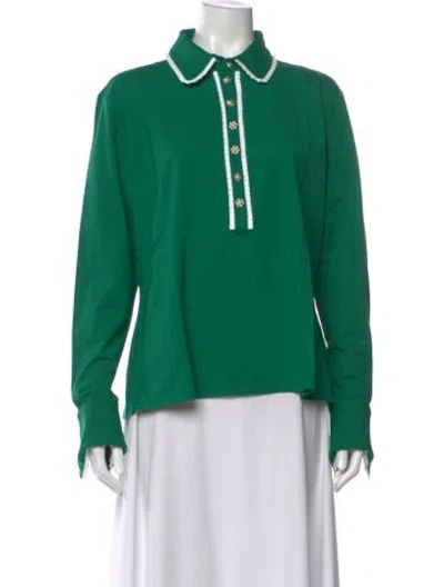 Pre-owned Anne Fontaine Long Sleeve Polo W/ Tags In Green