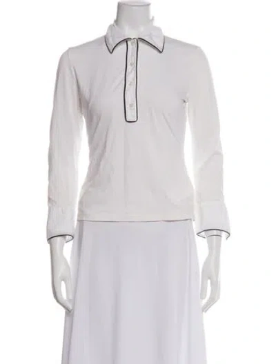 Pre-owned Anne Fontaine Long Sleeve Polo In White