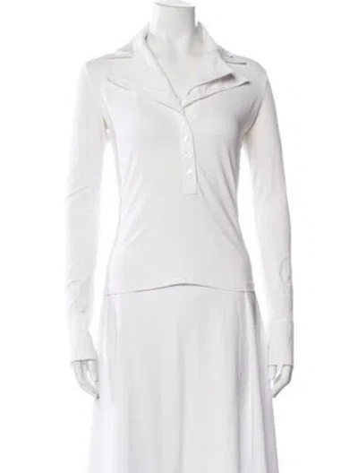 Pre-owned Anne Fontaine Long Sleeve Polo In White