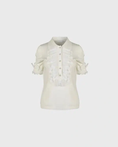 Anne Fontaine Maelys Short Sleeve Luxe Knit Pullover In White