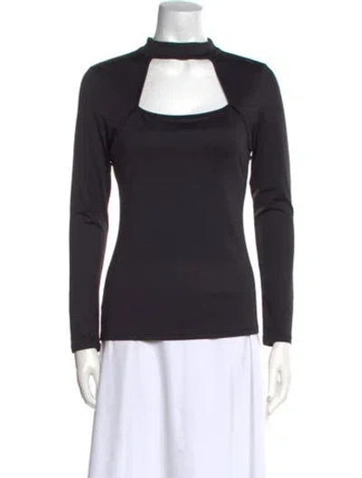 Pre-owned Anne Fontaine Mock Neck Long Sleeve Top W/ Tags In Black