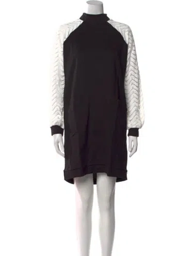 Pre-owned Anne Fontaine Mock Neck Mini Dress W/ Tags In Black