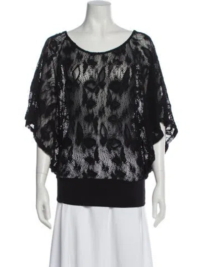 Pre-owned Anne Fontaine Nylon Lace Pattern Blouse In Black