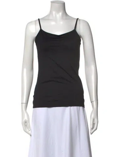 Pre-owned Anne Fontaine Nylon Scoop Neck Top In Black