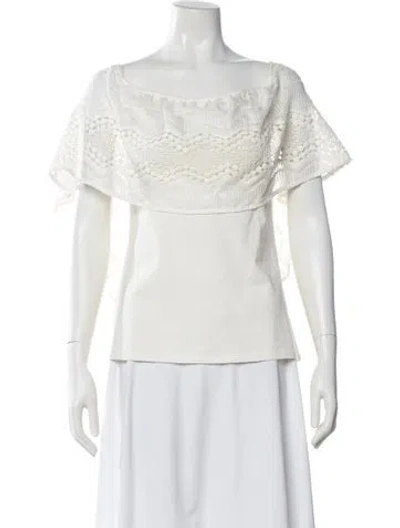 Pre-owned Anne Fontaine Off-the-shoulder Short Sleeve Blouse In Neutral