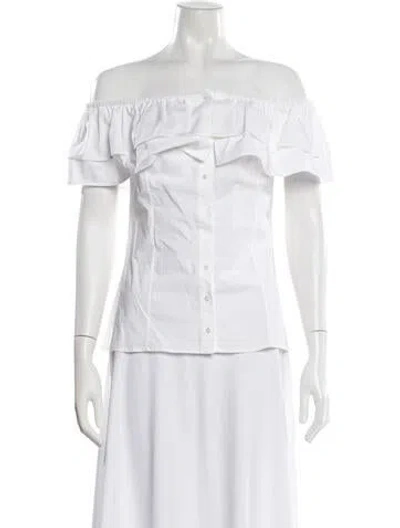 Pre-owned Anne Fontaine Off-the-shoulder Sleeveless Blouse In Neutral