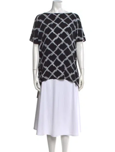 Pre-owned Anne Fontaine Patterned Bateau Neckline Blouse In Black