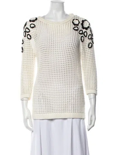 Pre-owned Anne Fontaine Patterned Crew Neck Sweater In Neutrals